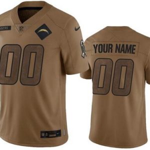 Los Angeles Chargers Customized Brown 2023 Salute To Service Jersey