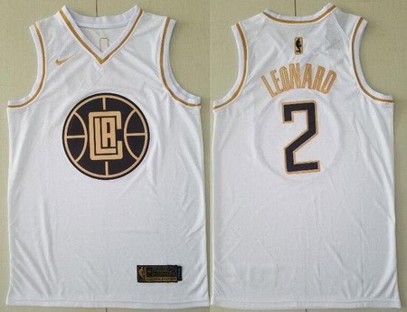 Los Angeles Clippers #2 Kawhi Leonard White Gold Icon Swingman Jersey