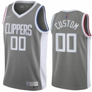 Los Angeles Clippers Custom Gray 2021 Earned Icon Hot Press Jersey