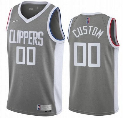 Los Angeles Clippers Custom Gray 2021 Earned Icon Hot Press Jersey