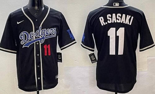 Los Angeles Dodgers #11 Roki Sasaki Black Fashion Baseball Jersey