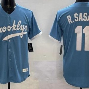 Los Angeles Dodgers #11 Roki Sasaki Light Blue Cooperstown Collection Cool Base Jersey