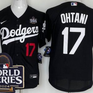 Los Angeles Dodgers #17 Shohei Ohtani Black 2024 World Series Cool Base Jersey