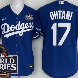 Los Angeles Dodgers #17 Shohei Ohtani Blue 2024 World Series Cool Base Jersey