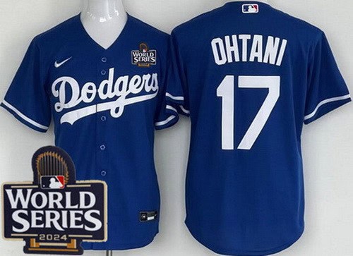 Los Angeles Dodgers #17 Shohei Ohtani Blue 2024 World Series Cool Base Jersey