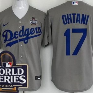Los Angeles Dodgers #17 Shohei Ohtani Gray 2024 World Series Cool Base Jersey