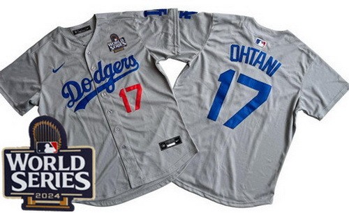 Los Angeles Dodgers #17 Shohei Ohtani Gray Limited 2024 World Series Cool Base Jersey