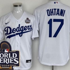 Los Angeles Dodgers #17 Shohei Ohtani White 2024 World Series Cool Base Jersey