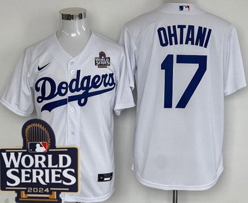 Los Angeles Dodgers #17 Shohei Ohtani White 2024 World Series Cool Base Jersey