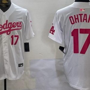 Los Angeles Dodgers #17 Shohei Ohtani White Pink Vin KB Limited Jersey