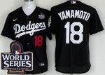 Los Angeles Dodgers #18 Yoshinobu Yamamoto Black 2024 World Series Cool Base Jersey