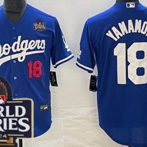 Los Angeles Dodgers #18 Yoshinobu Yamamoto Blue 2024 World Series Limited Jersey