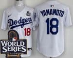 Los Angeles Dodgers #18 Yoshinobu Yamamoto White 2024 World Series Limited Jersey