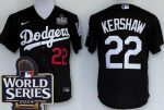 Los Angeles Dodgers #22 Clayton Kershaw Black 2024 World Series Cool Base Jersey