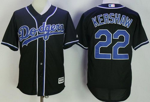 Los Angeles Dodgers #22 Clayton Kershaw Black Fashion Cool Base Jersey