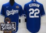 Los Angeles Dodgers #22 Clayton Kershaw Blue 2024 World Series Cool Base Jersey