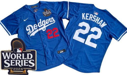Los Angeles Dodgers #22 Clayton Kershaw Blue 2024 World Series Limited Jersey