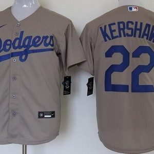 Los Angeles Dodgers #22 Clayton Kershaw Gray Alternate 2020 Cool Base Jersey