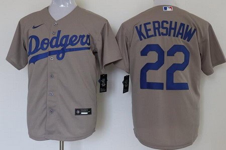 Los Angeles Dodgers #22 Clayton Kershaw Gray Alternate 2020 Cool Base Jersey