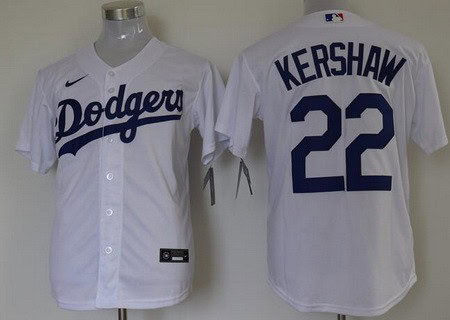 Los Angeles Dodgers #22 Clayton Kershaw White 2020 Cool Base Jersey