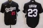 Los Angeles Dodgers #23 Kirk Gibson Black Player Numbe Team Logo Cool Base Jersey