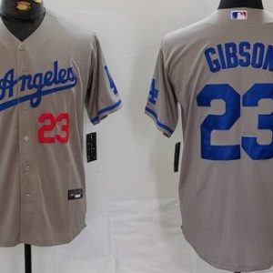 Los Angeles Dodgers #23 Kirk Gibson Gray Alternate Player Numbe Team Logo Cool Base Jersey