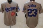 Los Angeles Dodgers #23 Kirk Gibson Gray Player Numbe Team Logo Cool Base Jersey