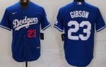 Los Angeles Dodgers #23 Kirk Gibson Royal Player Numbe Team Logo Cool Base Jersey