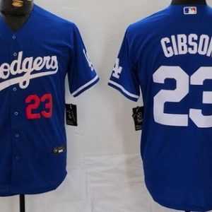 Los Angeles Dodgers #23 Kirk Gibson Royal Player Numbe Team Logo Cool Base Jersey
