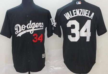 Los Angeles Dodgers #34 Fernando Valenzuela Black 2019 Cool Base Jersey