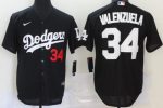 Los Angeles Dodgers #34 Fernando Valenzuela Black 2020 Cool Base Jersey