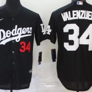Los Angeles Dodgers #34 Fernando Valenzuela Black 2020 Cool Base Jersey