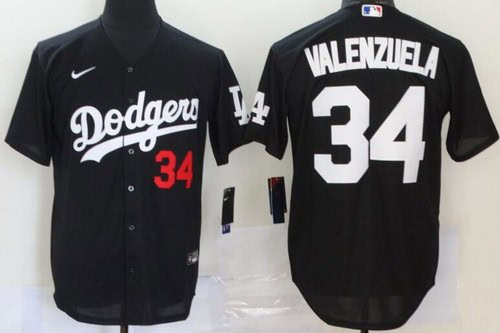 Los Angeles Dodgers #34 Fernando Valenzuela Black 2020 Cool Base Jersey