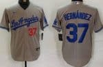 Los Angeles Dodgers #37 Teoscar Hernandez Gray Alternate Player Numbe Team Logo Cool Base Jersey