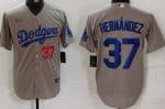 Los Angeles Dodgers #37 Teoscar Hernandez Gray Player Numbe Team Logo Cool Base Jersey