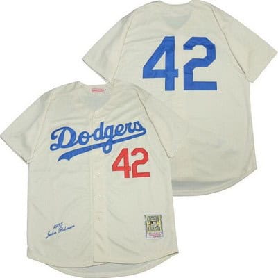Los Angeles Dodgers #42 Jackie Robinson Cream 1955 Throwback Jersey