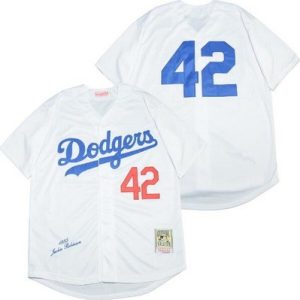 Los Angeles Dodgers #42 Jackie Robinson White 1955 Throwback Jersey