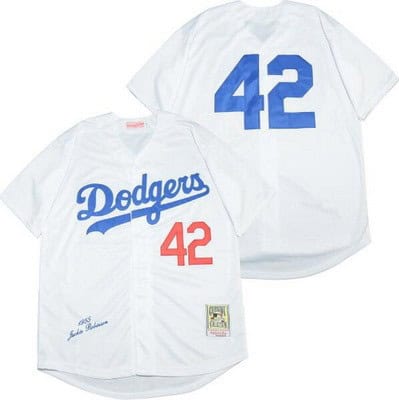 Los Angeles Dodgers #42 Jackie Robinson White 1955 Throwback Jersey