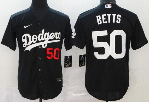 Los Angeles Dodgers #50 Mookie Betts Black 2020 Cool Base Jersey