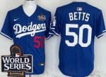 Los Angeles Dodgers #50 Mookie Betts Blue 2024 World Series Limited Jersey