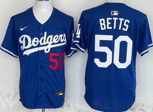 Los Angeles Dodgers #50 Mookie Betts Blue Limited Jersey