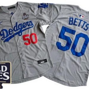 Los Angeles Dodgers #50 Mookie Betts Gray 2024 World Series Limited Jersey