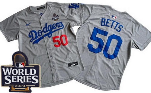 Los Angeles Dodgers #50 Mookie Betts Gray 2024 World Series Limited Jersey
