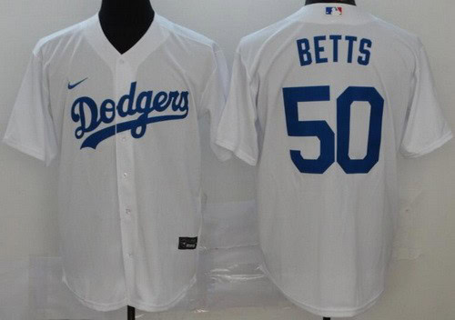 Los Angeles Dodgers #50 Mookie Betts White 2020 Cool Base Jersey