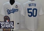 Los Angeles Dodgers #50 Mookie Betts White 2024 World Series Cool Base Jersey