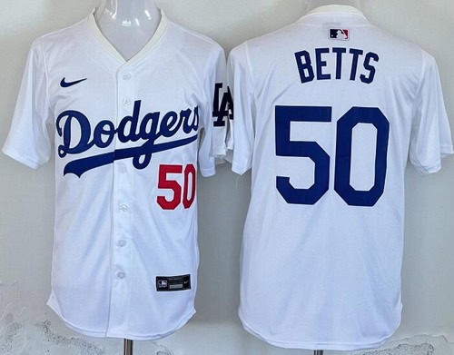 Los Angeles Dodgers #50 Mookie Betts White Limited Jersey
