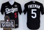 Los Angeles Dodgers #5 Freddie Freeman Black 2024 World Series Cool Base Jersey