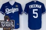 Los Angeles Dodgers #5 Freddie Freeman Blue 2024 World Series Cool Base Jersey