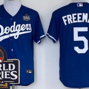 Los Angeles Dodgers #5 Freddie Freeman Blue 2024 World Series Cool Base Jersey