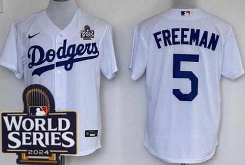 Los Angeles Dodgers #5 Freddie Freeman White 2024 World Series Cool Base Jersey